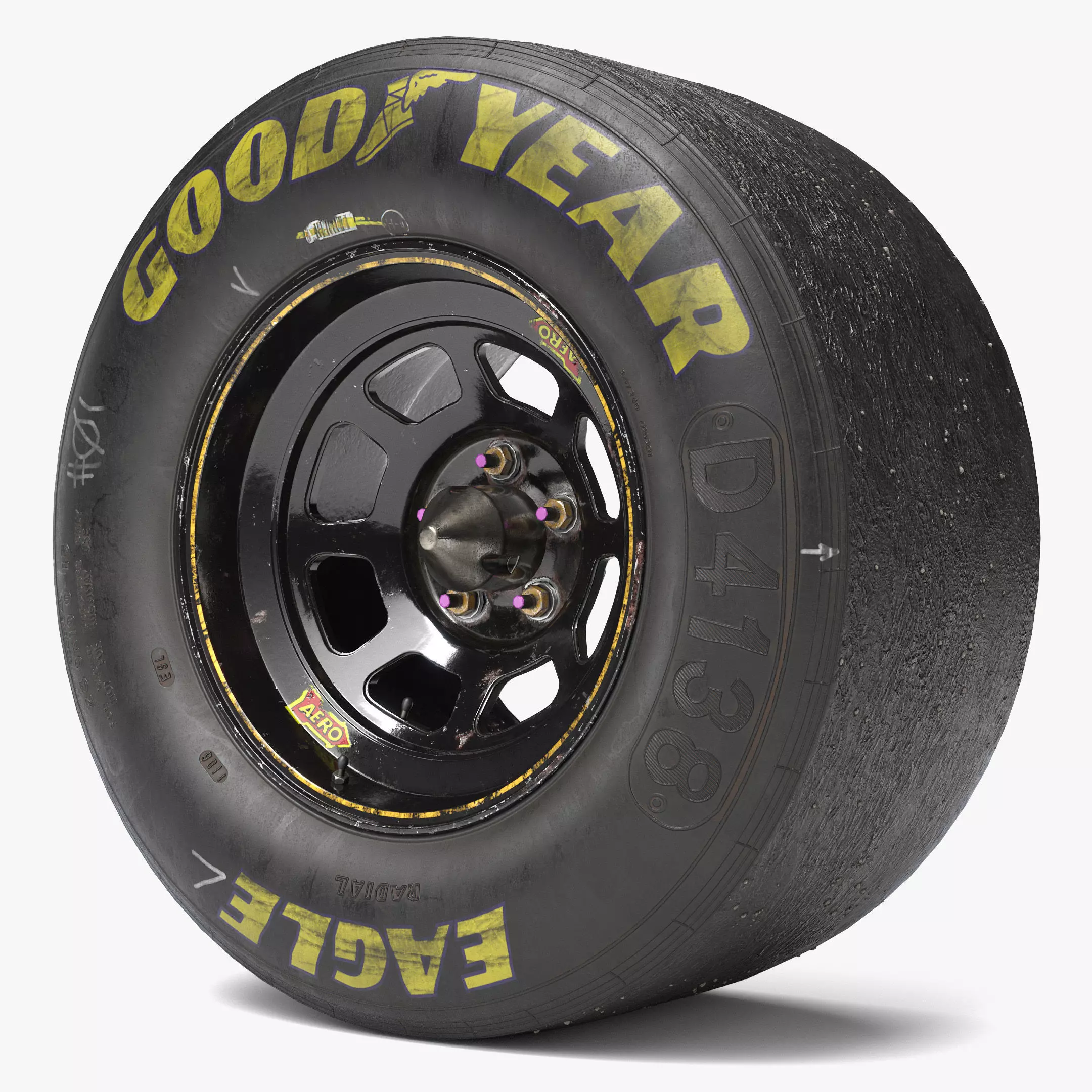 NASCAR Wheel Worn Low Poly Low-poly 3D model_0