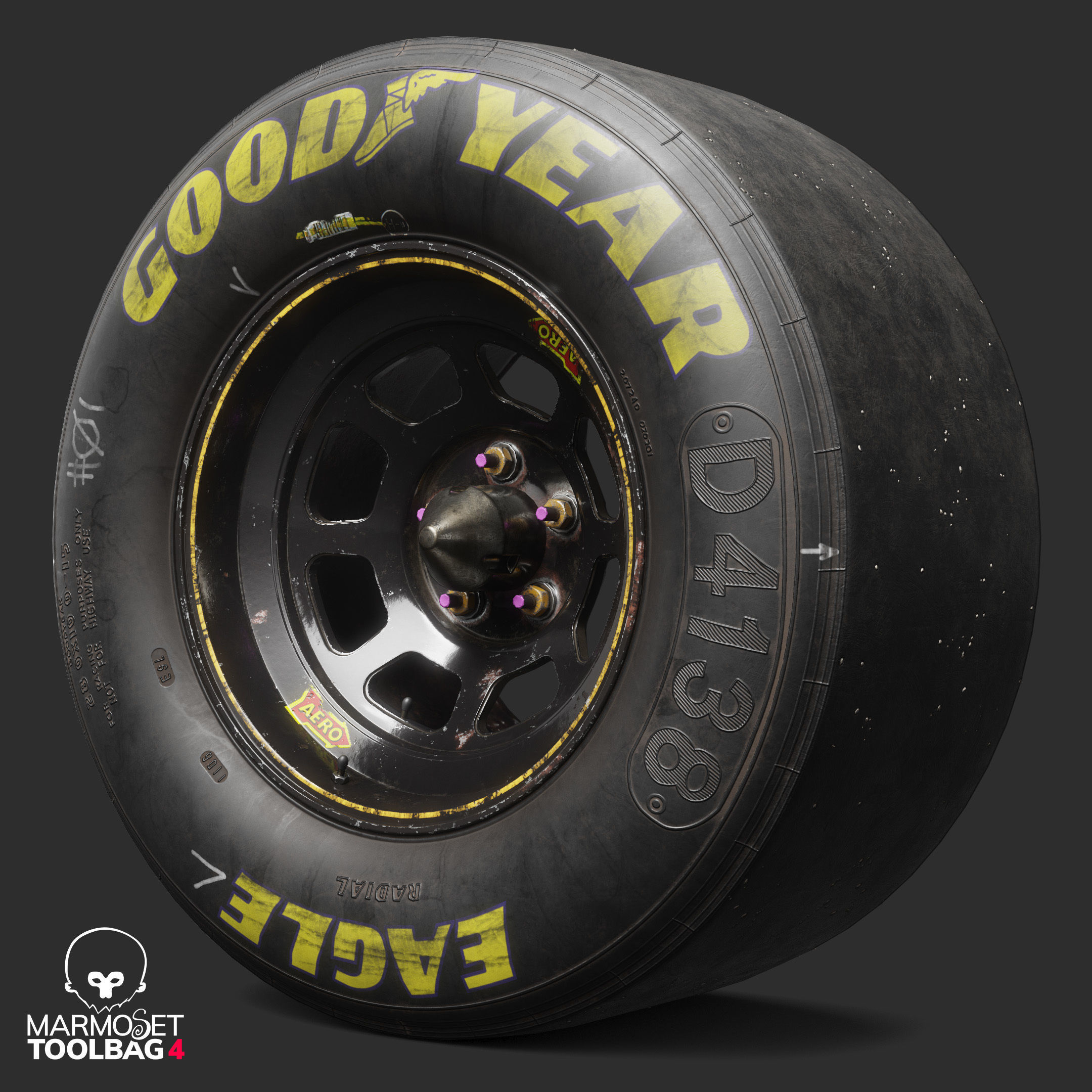 NASCAR Wheel Worn Low Poly Low-poly 3D model_3