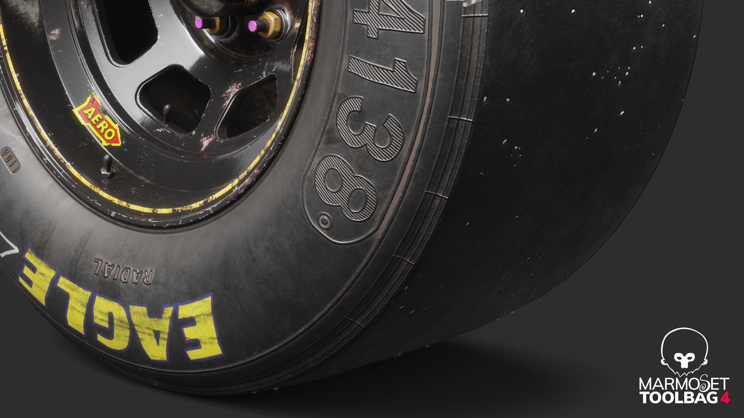 NASCAR Wheel Worn Low Poly Low-poly 3D model_11