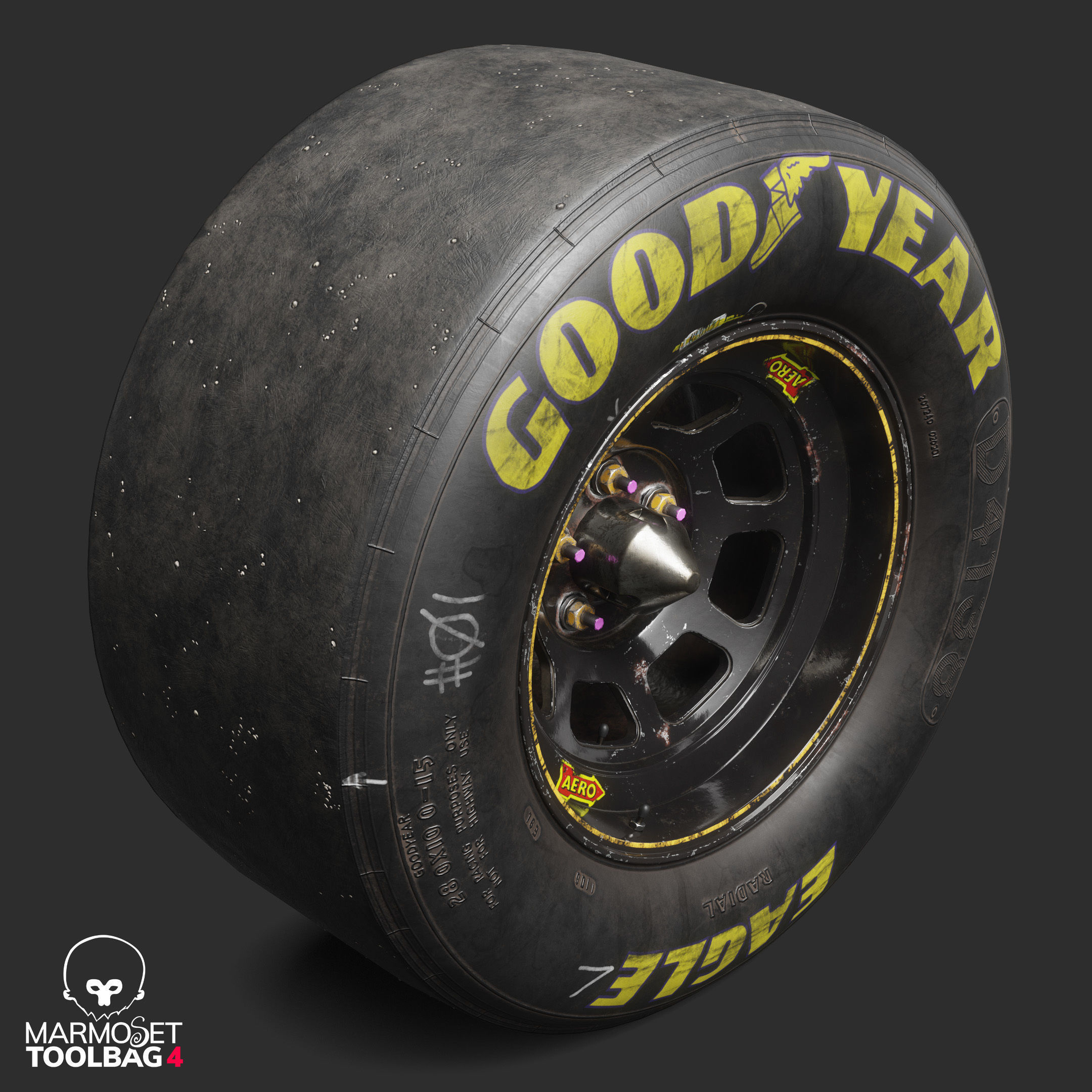 NASCAR Wheel Worn Low Poly Low-poly 3D model_5