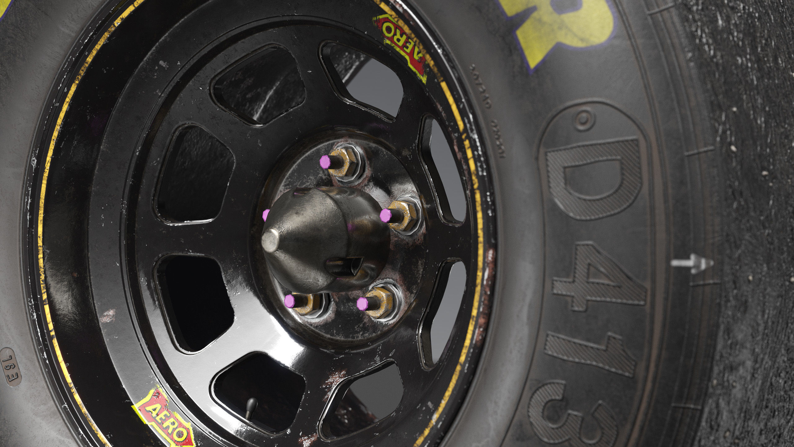 NASCAR Wheel Worn Low Poly Low-poly 3D model_8