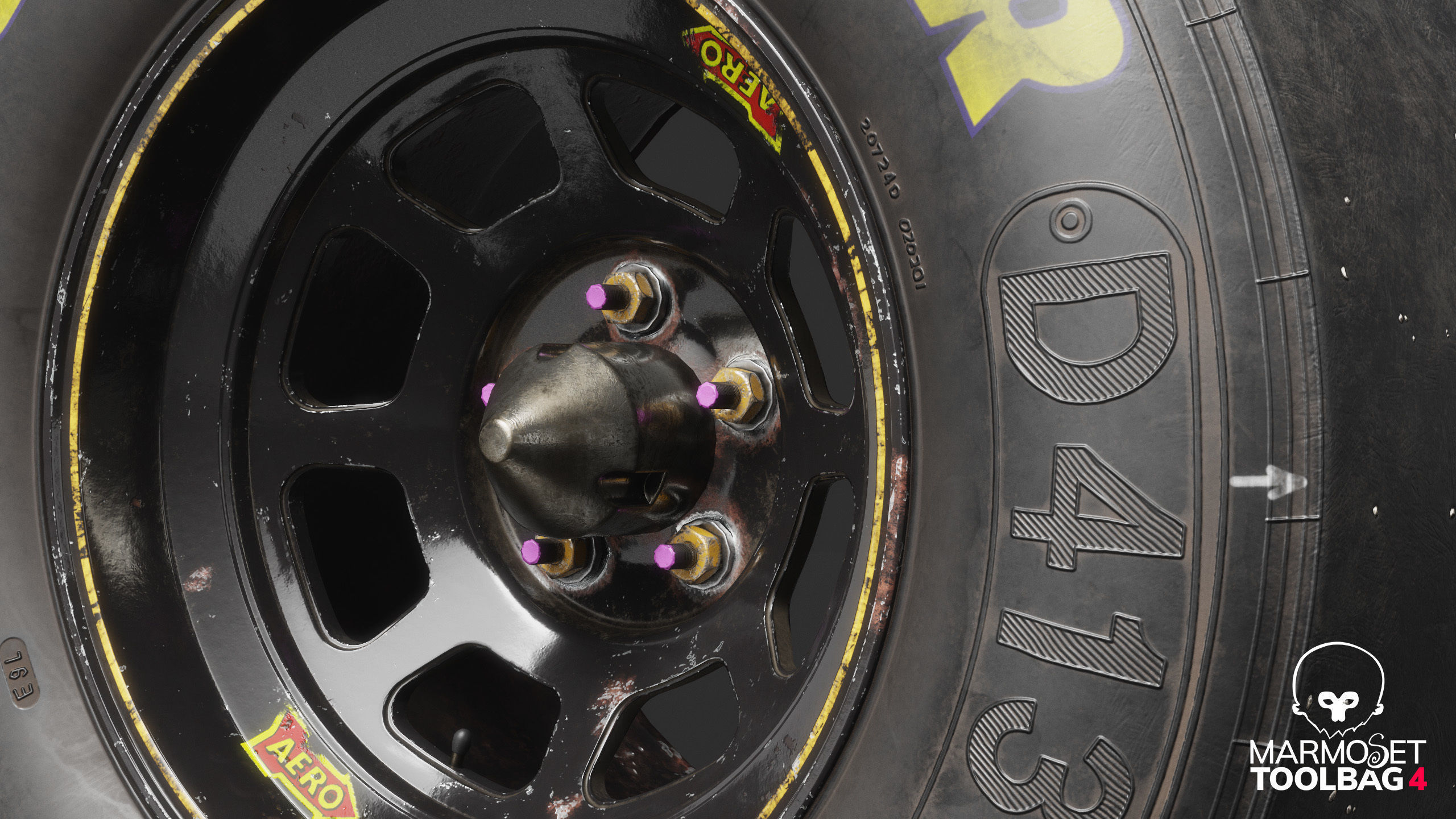 NASCAR Wheel Worn Low Poly Low-poly 3D model_9