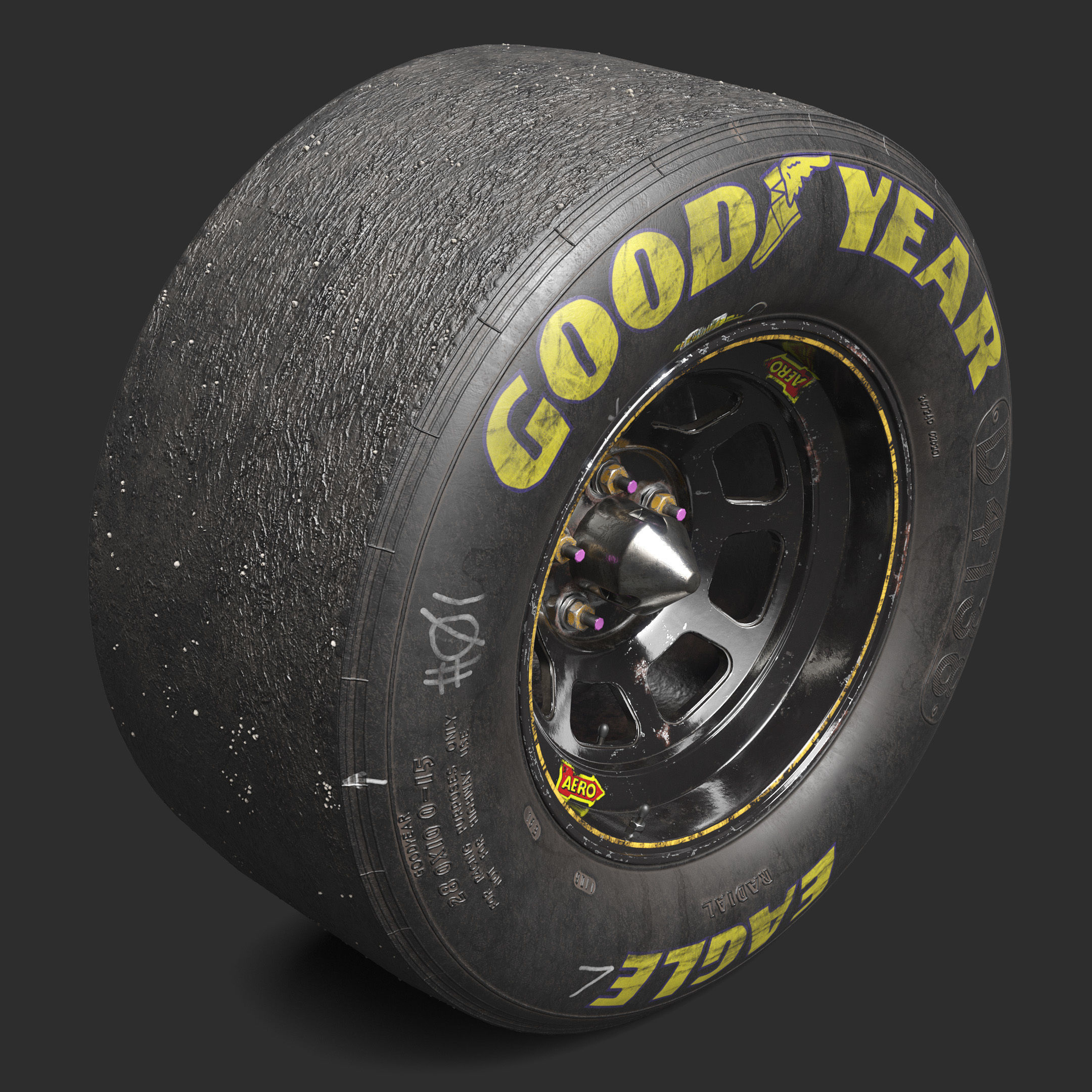 NASCAR Wheel Worn Low Poly Low-poly 3D model_4