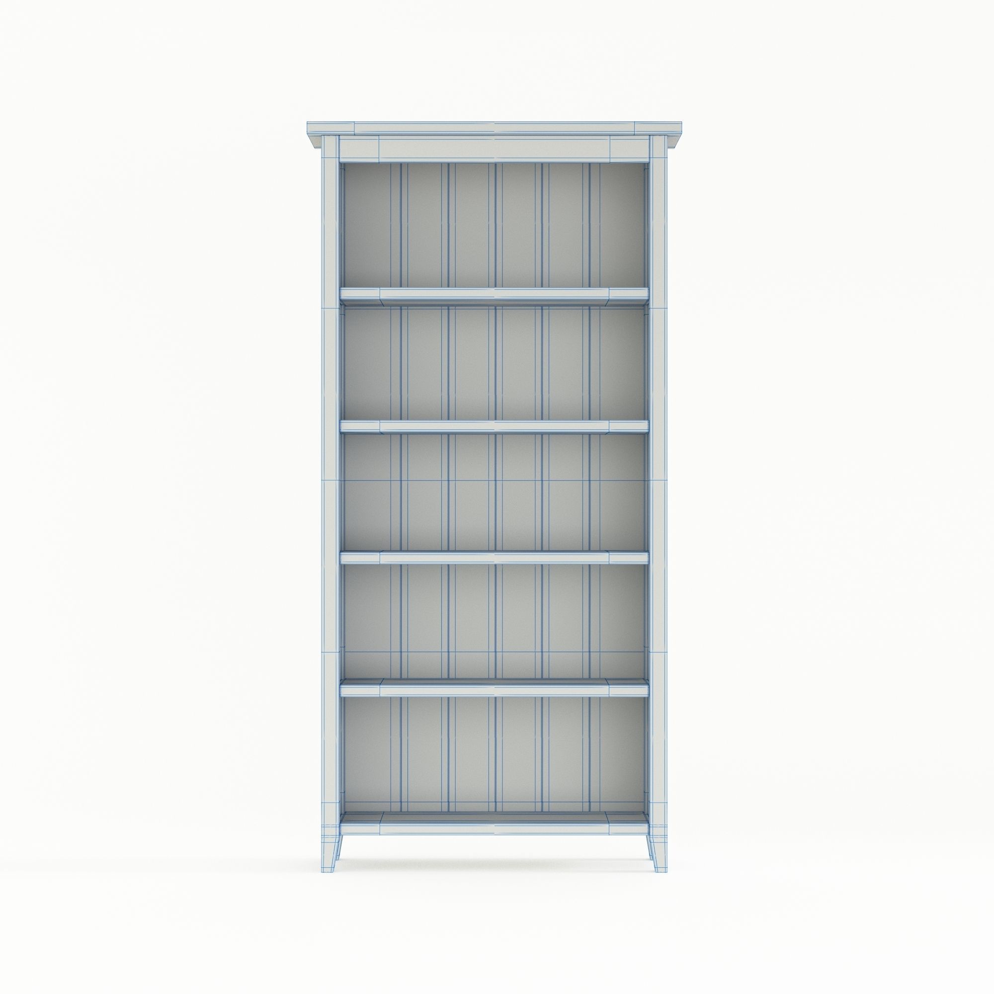 Wooden Bookshelf 3D model_4