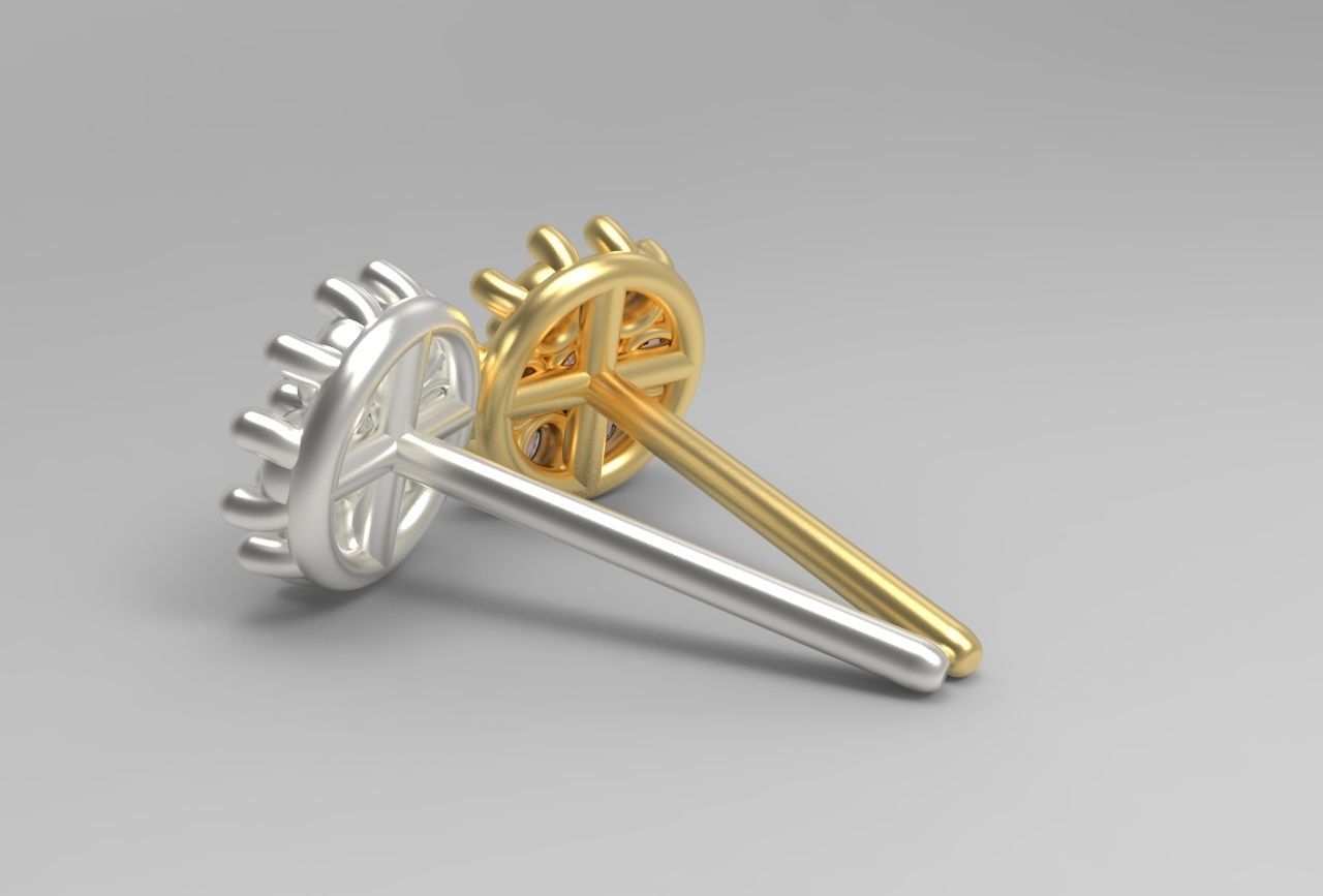 flower earing- 1mm stones 3D print model_6