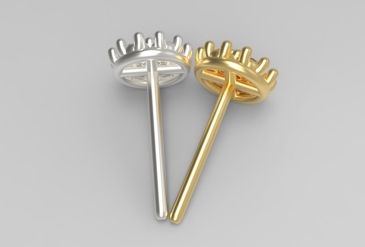 flower earing- 1mm stones 3D print model_17