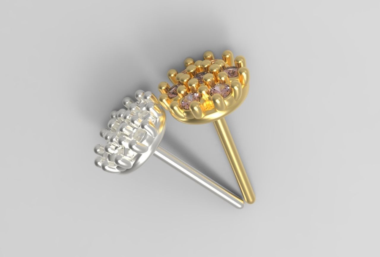 flower earing- 1mm stones 3D print model_19