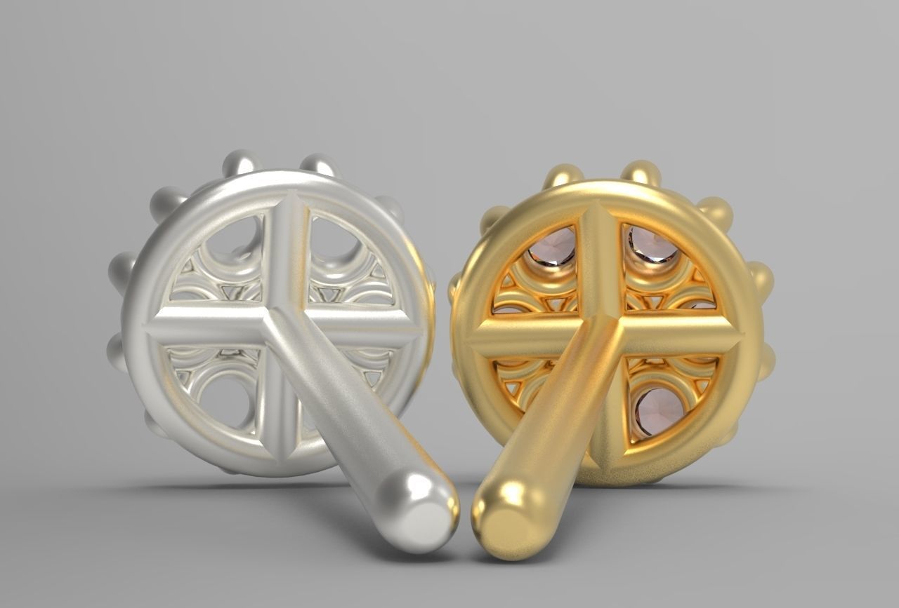 flower earing- 1mm stones 3D print model_20