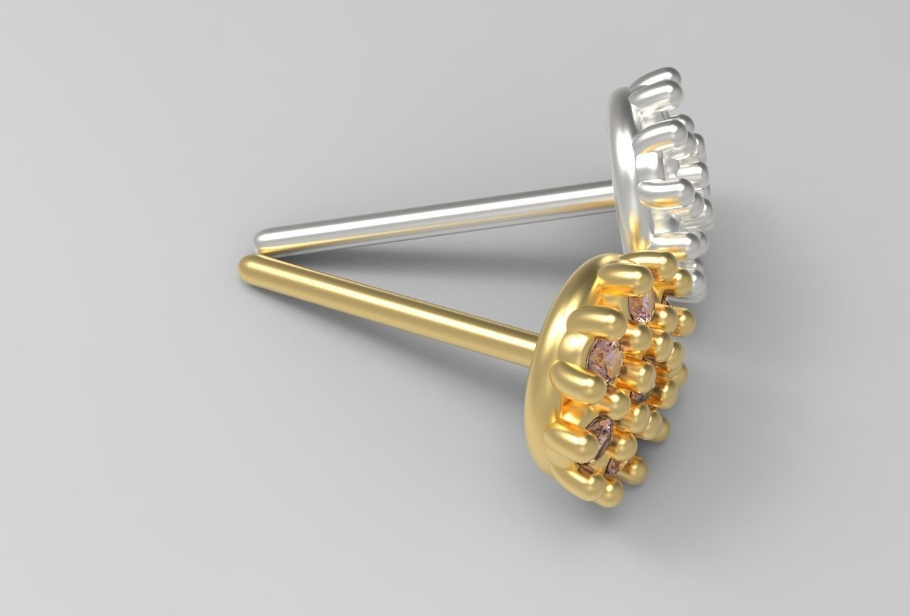 flower earing- 1mm stones 3D print model_15