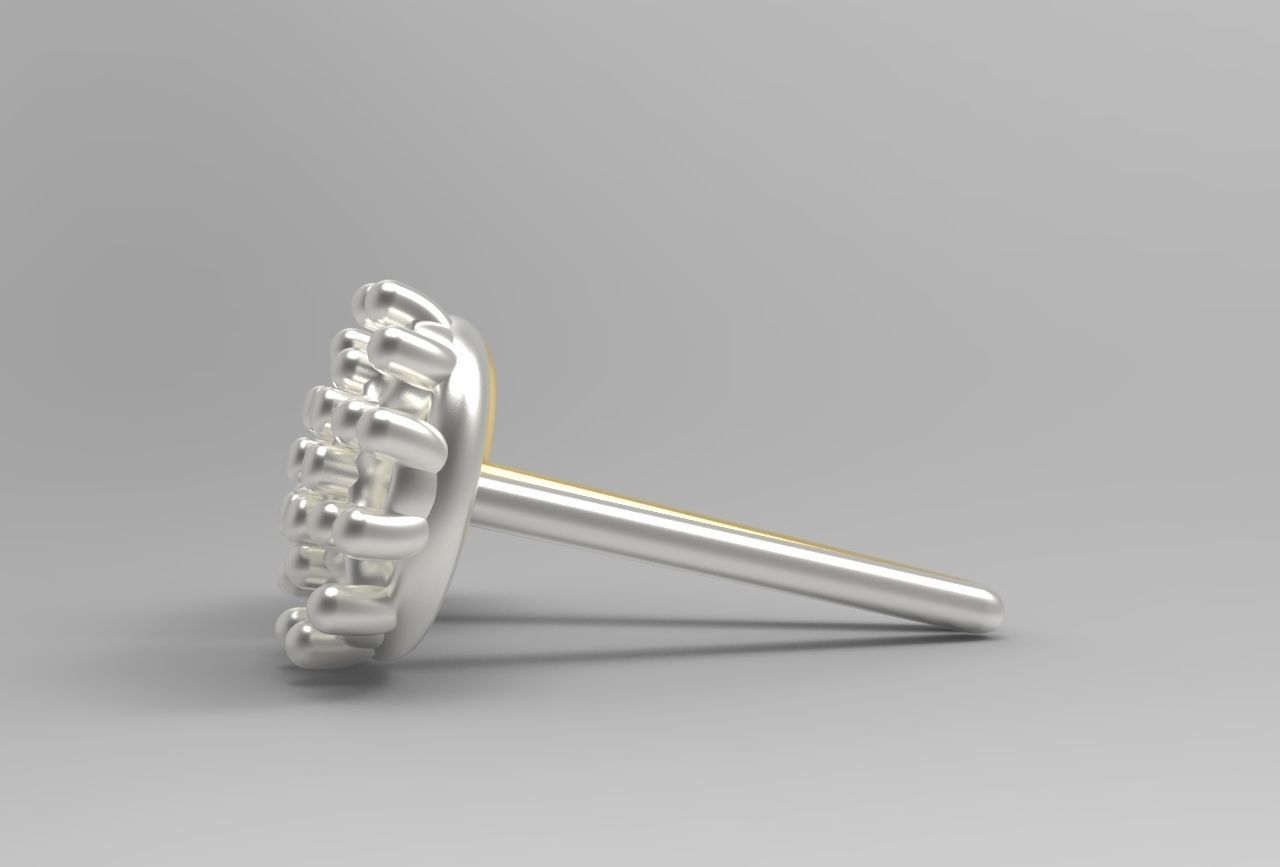 flower earing- 1mm stones 3D print model_7