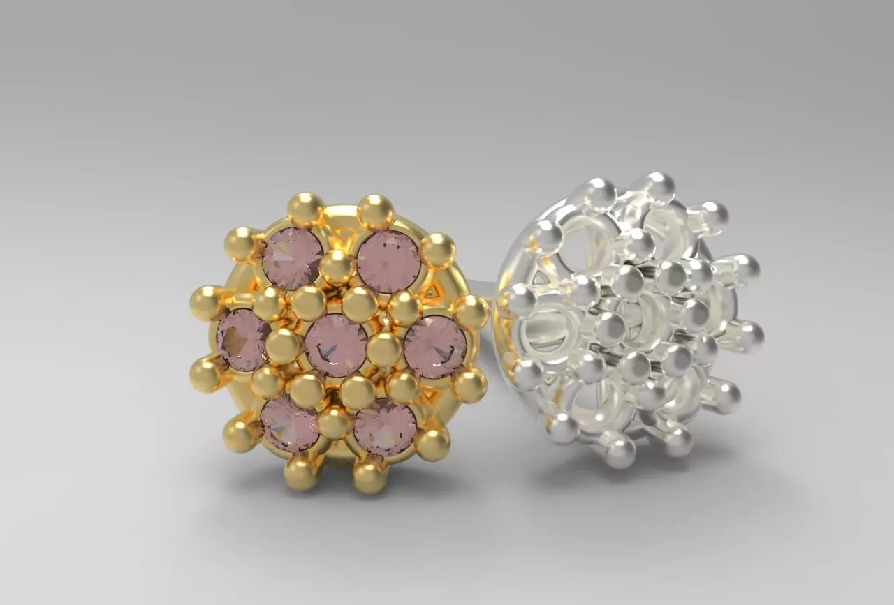 flower earing- 1mm stones 3D print model_0