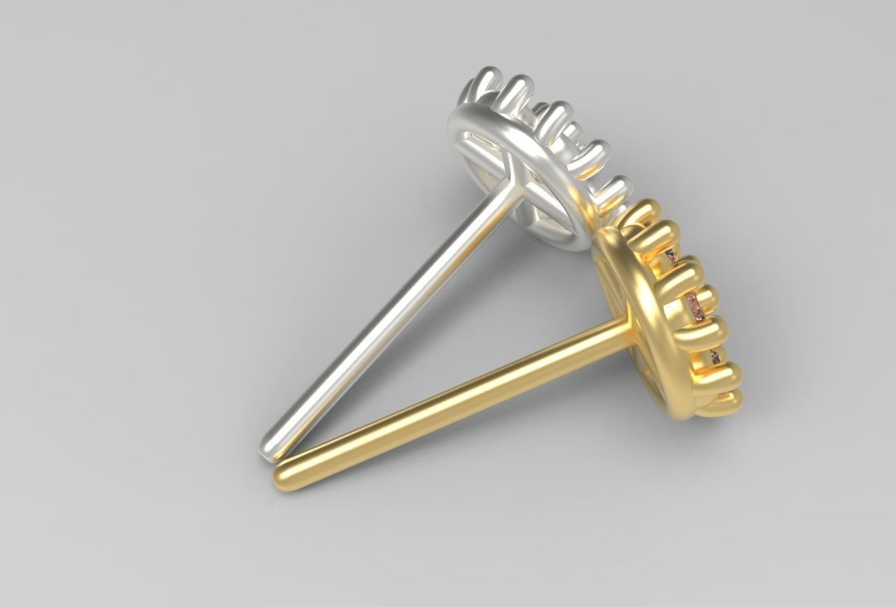 flower earing- 1mm stones 3D print model_16