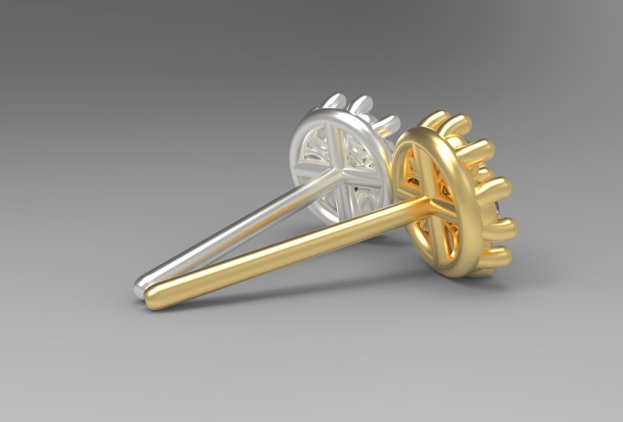 flower earing- 1mm stones 3D print model_4