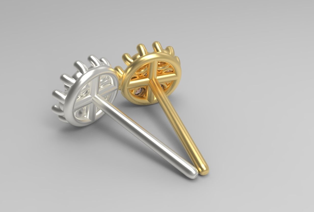 flower earing- 1mm stones 3D print model_18