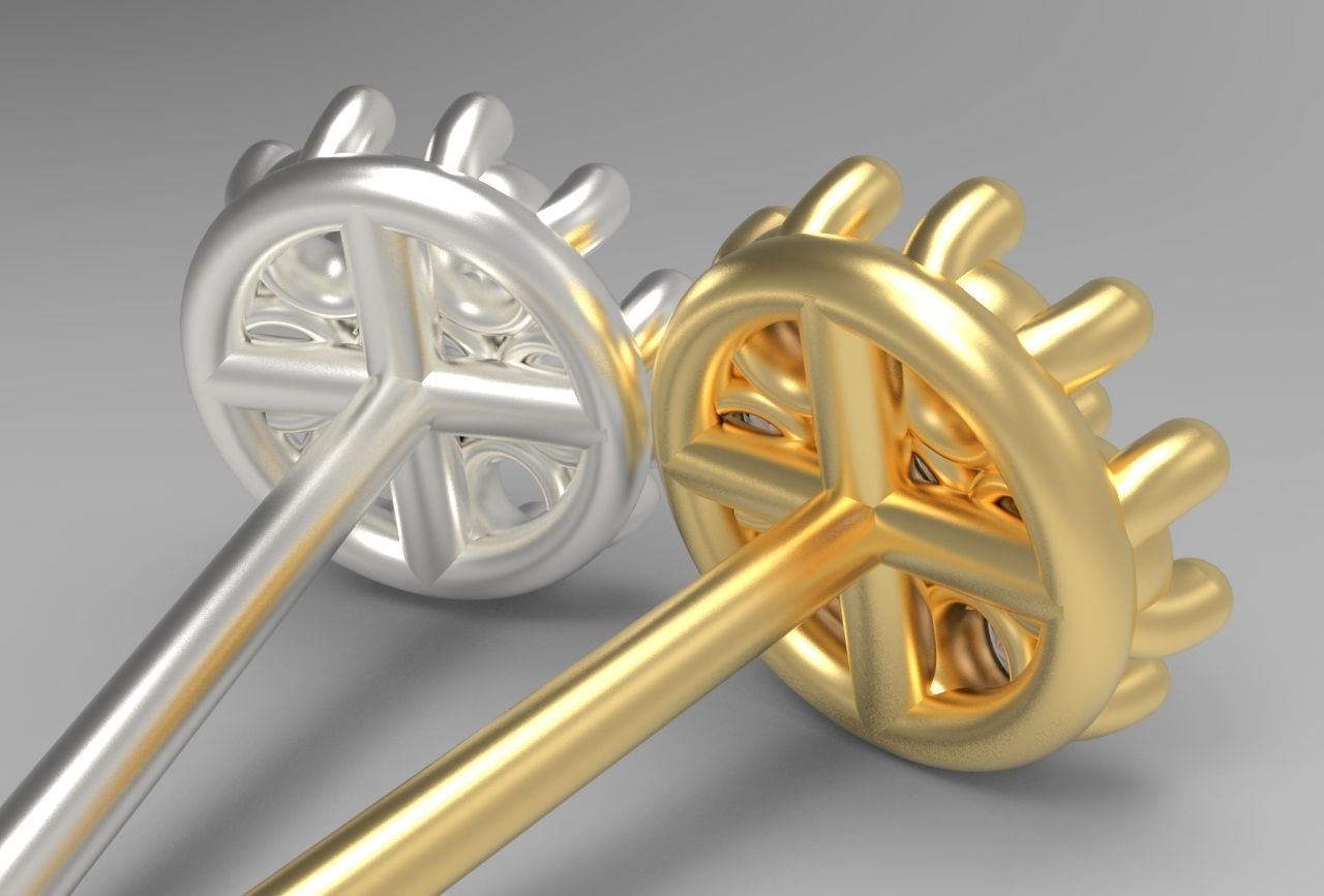 flower earing- 1mm stones 3D print model_21