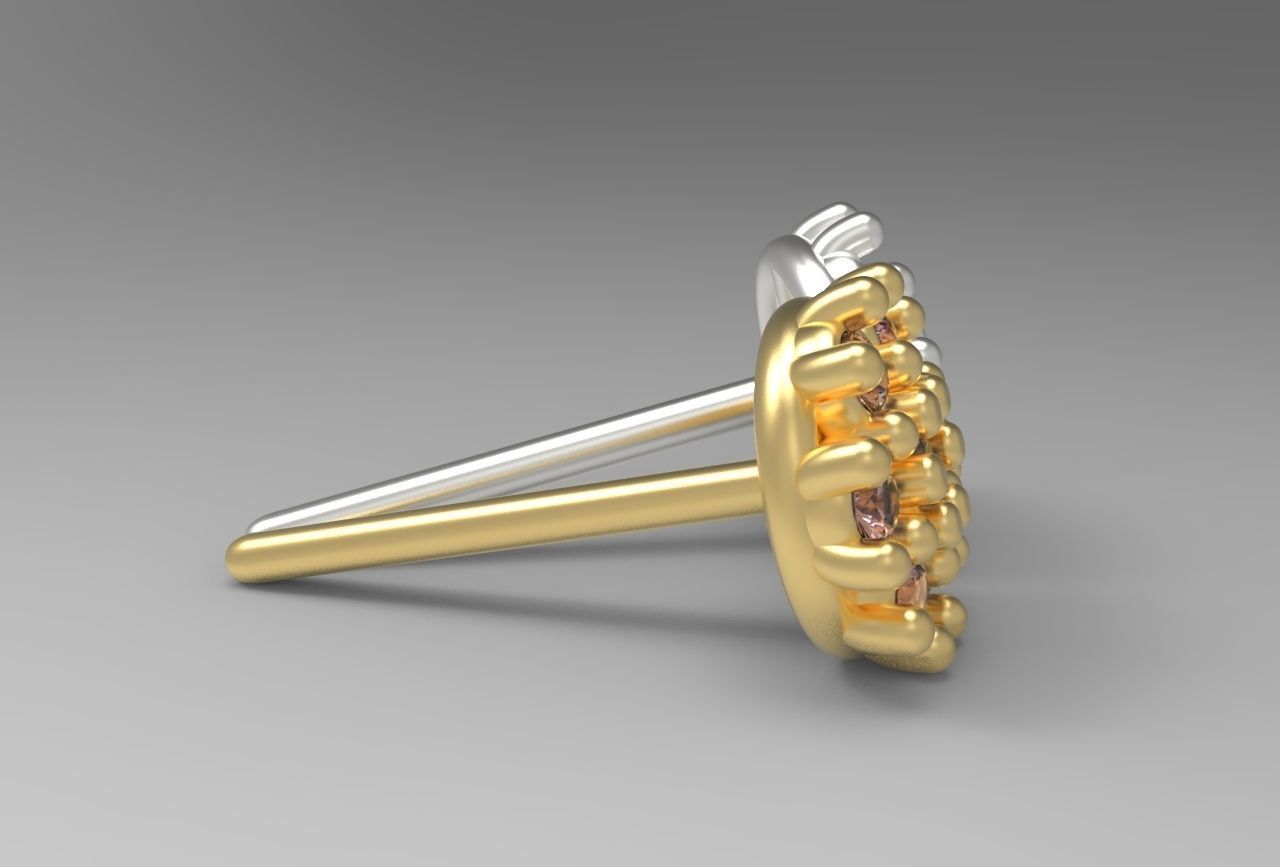 flower earing- 1mm stones 3D print model_3