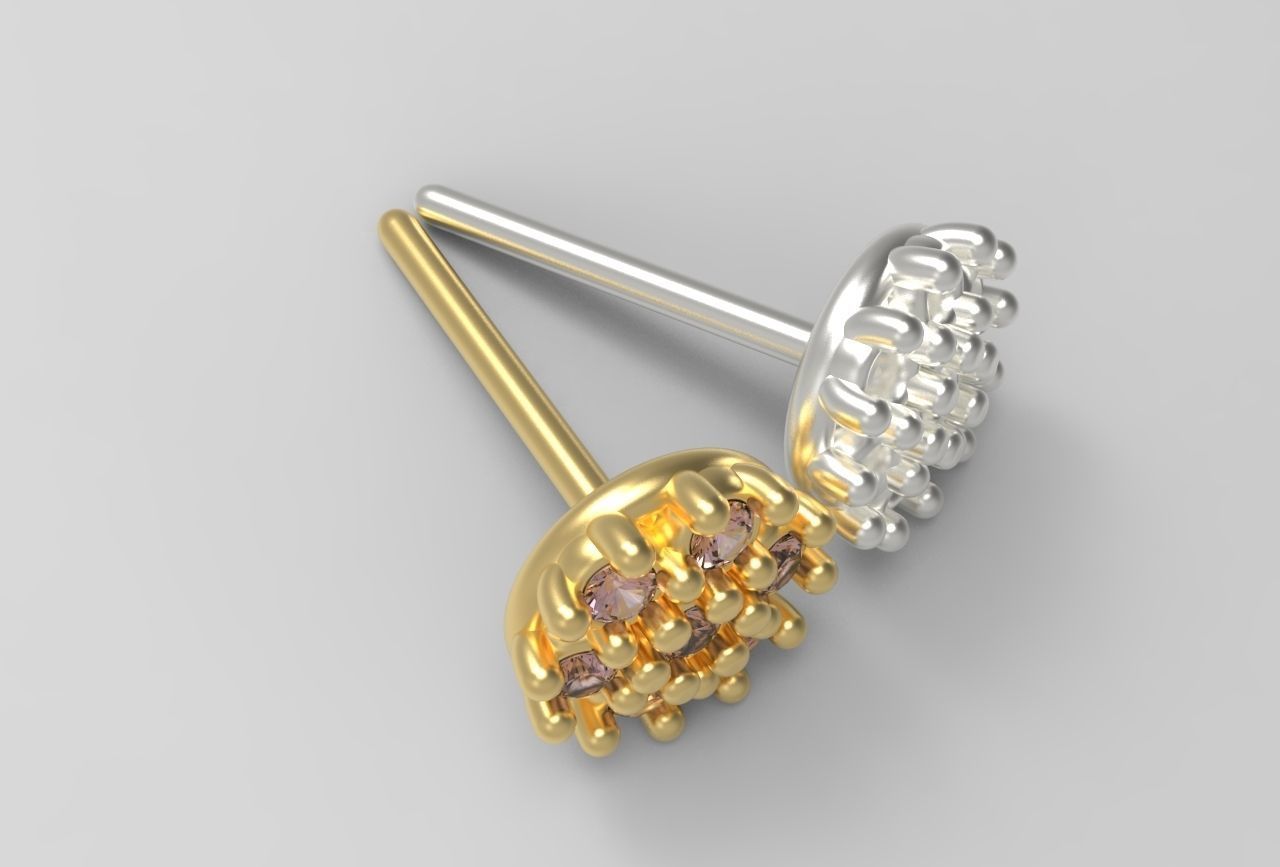 flower earing- 1mm stones 3D print model_14