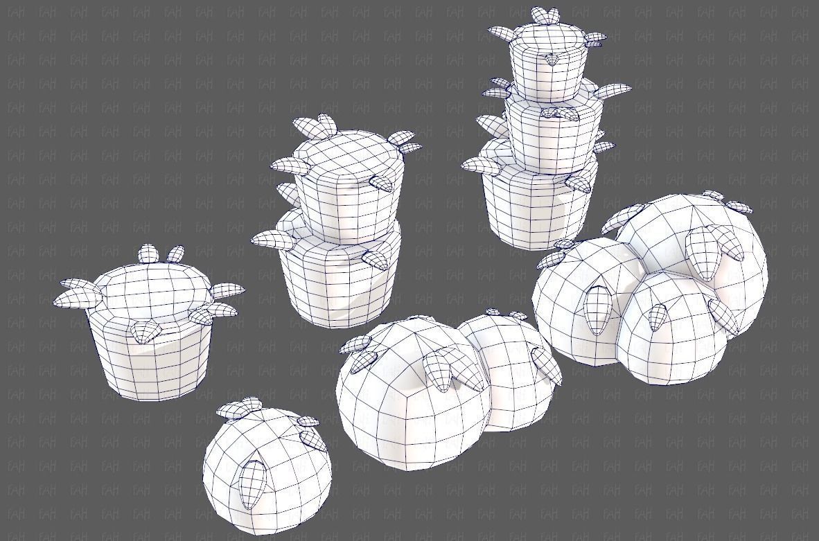 Trees Cartoon V39 Low-poly 3D model_44