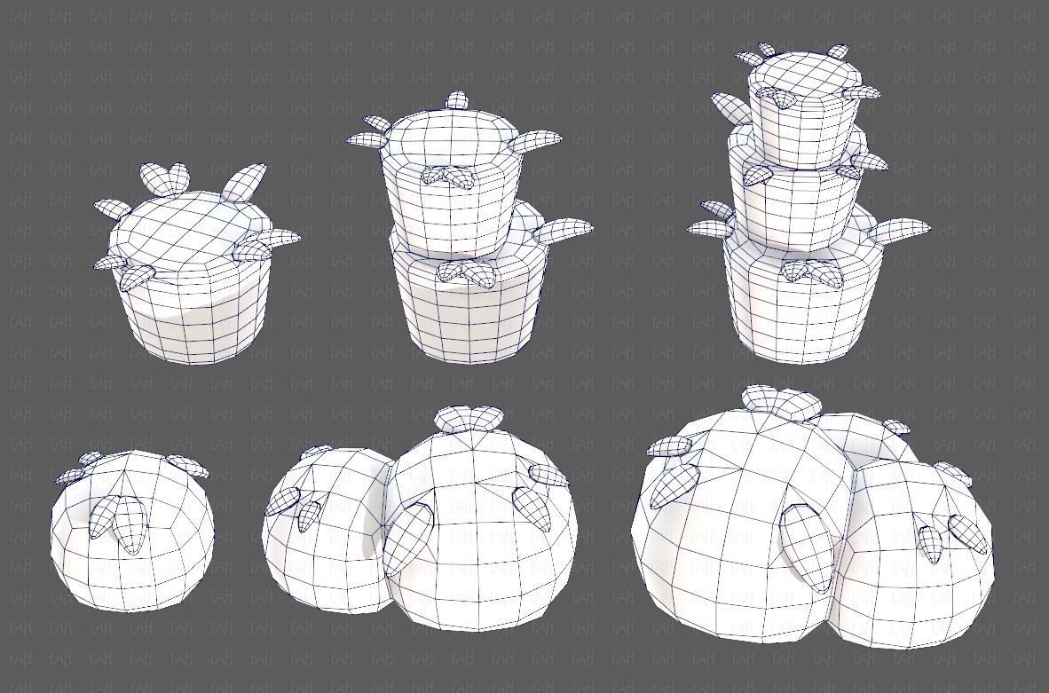 Trees Cartoon V39 Low-poly 3D model_29