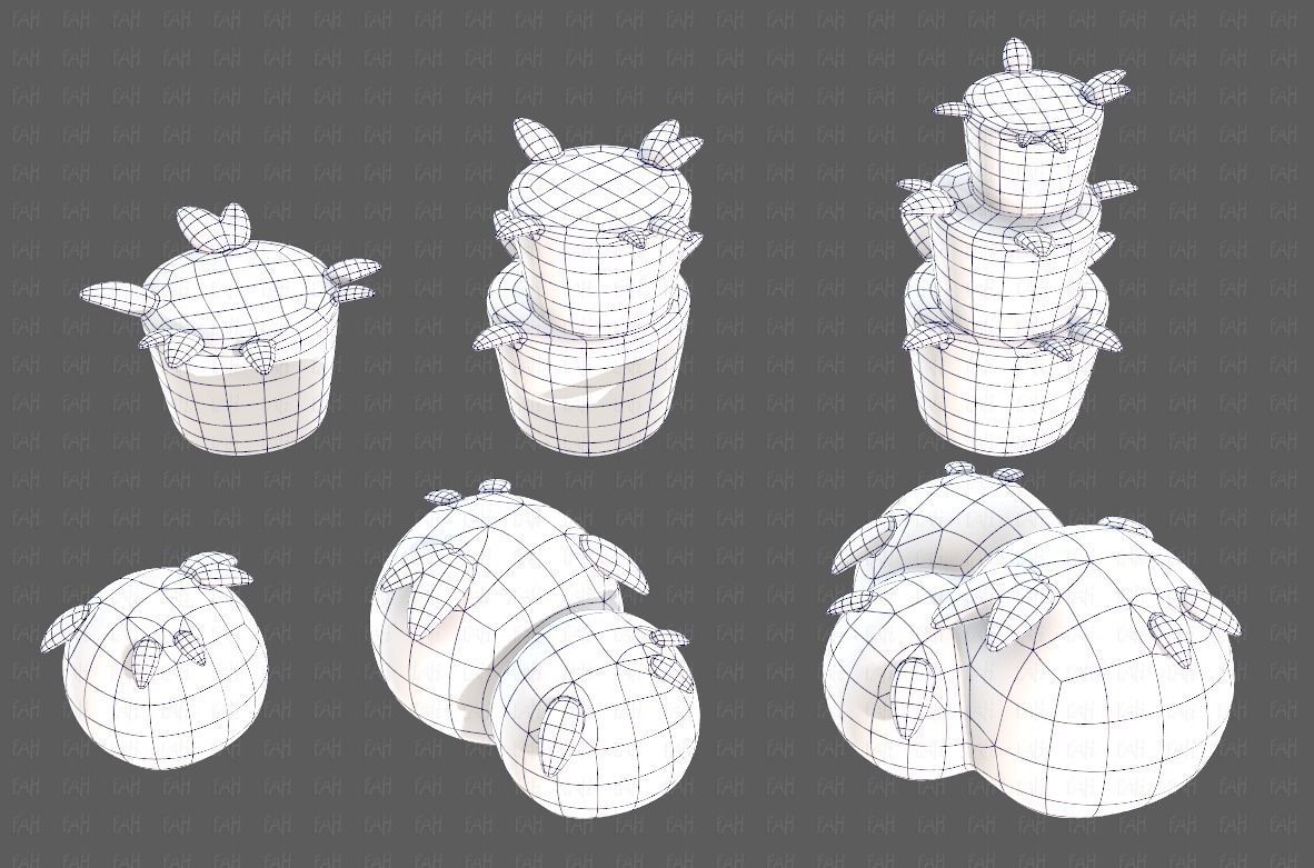 Trees Cartoon V39 Low-poly 3D model_16