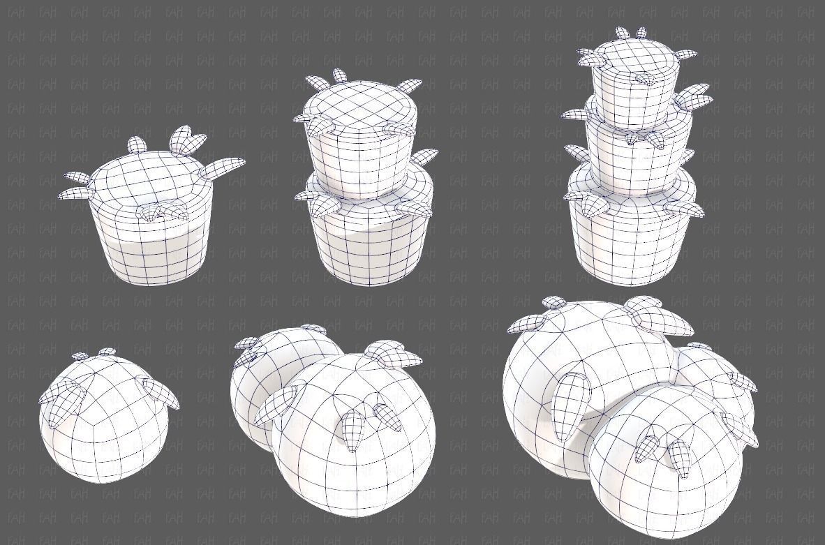 Trees Cartoon V39 Low-poly 3D model_12