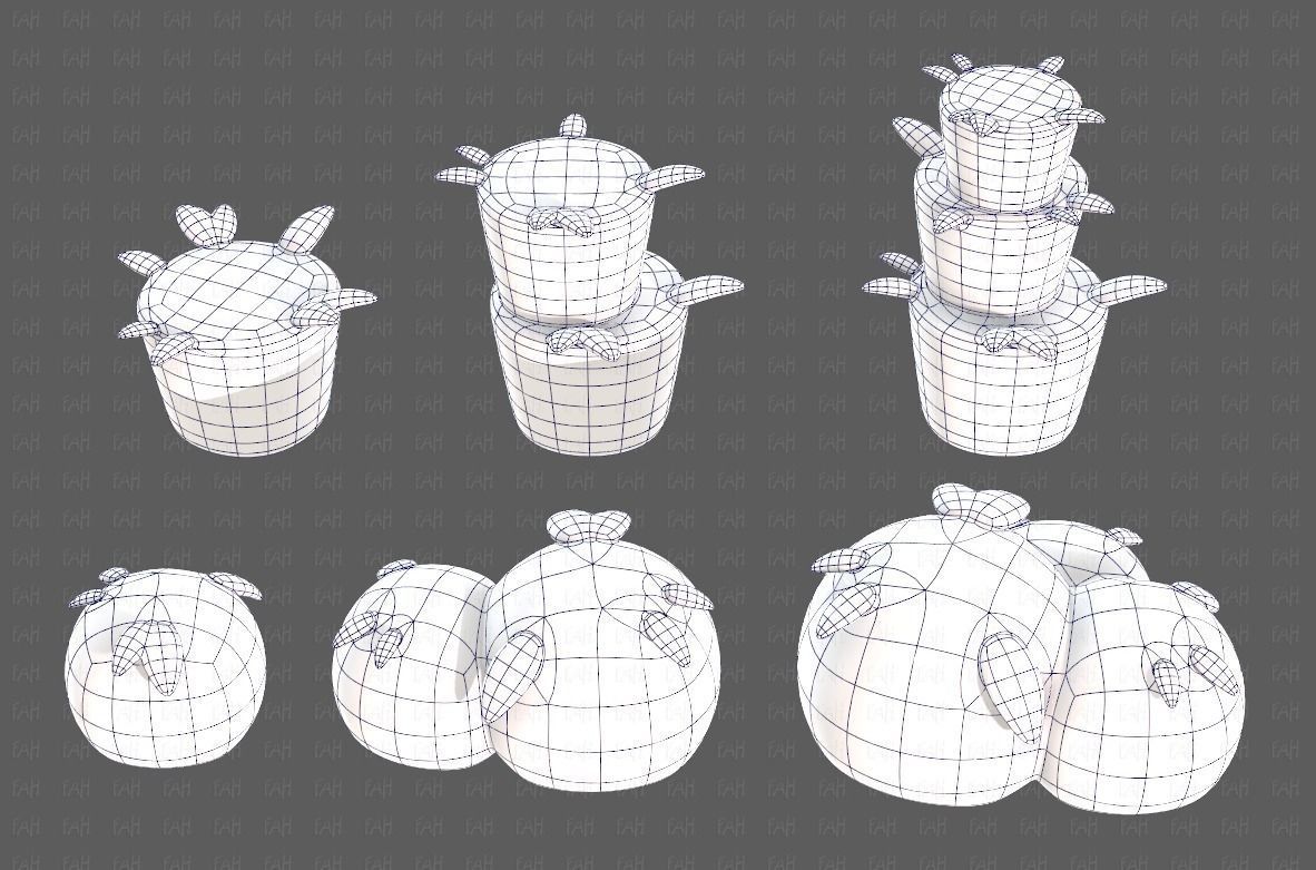 Trees Cartoon V39 Low-poly 3D model_13