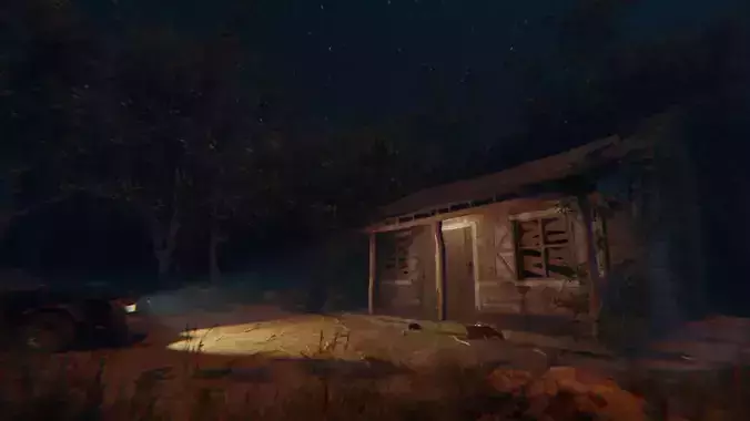 The cabin from Evil Dead film