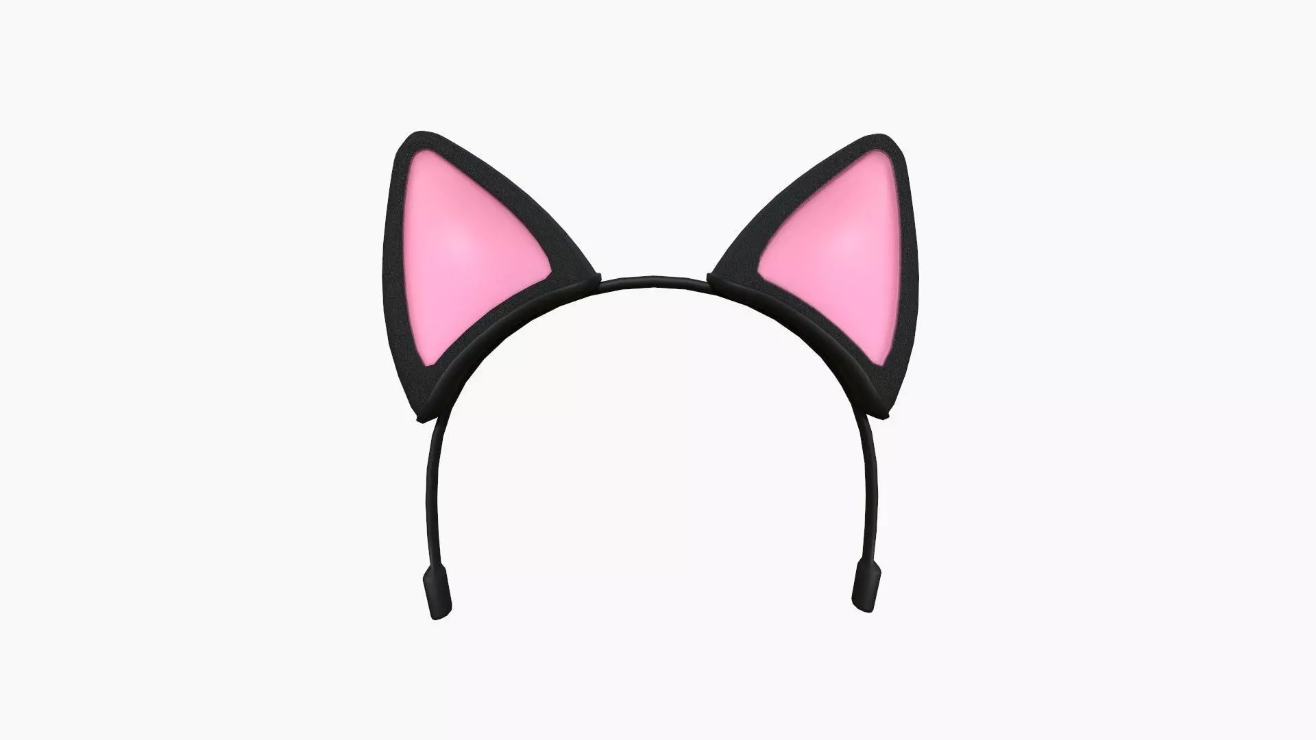 Furry Ears Tiara B01 Black - Headband Character Design Low-poly 3D model_0