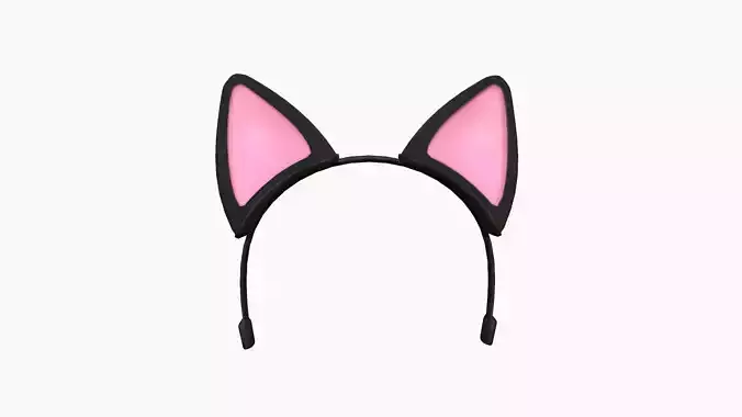 Furry Ears Tiara B01 Black - Headband Character Design Low-poly 3D model