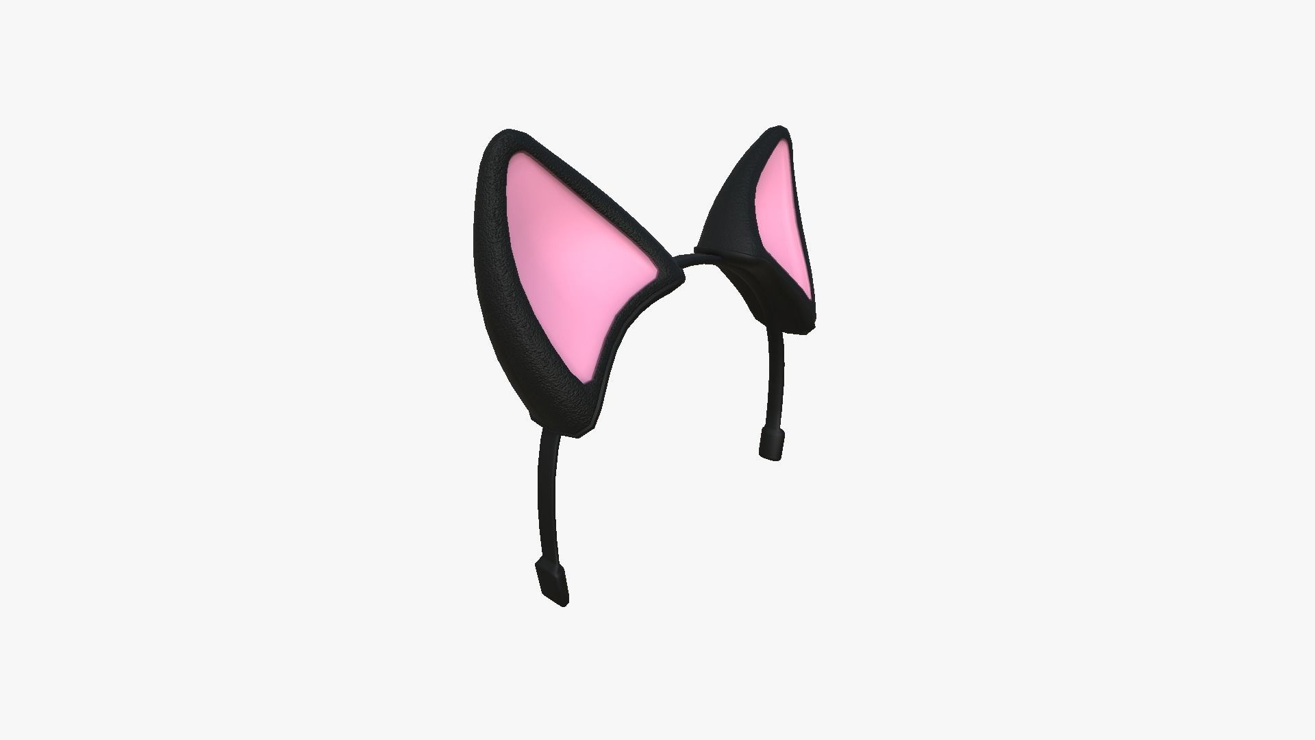 Furry Ears Tiara B01 Black - Headband Character Design Low-poly 3D model_2