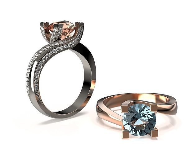 Round Diamond Engagement Ring R 43 3D print model