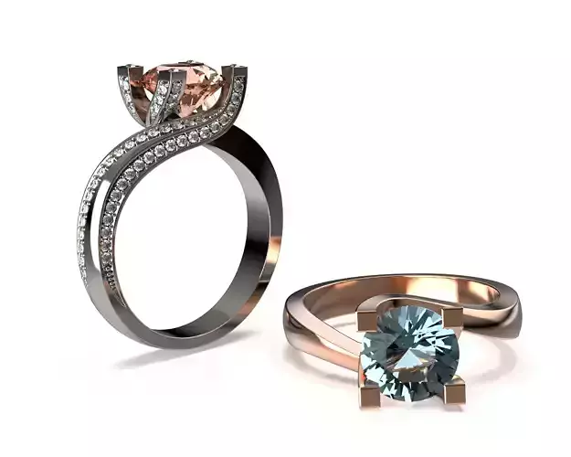 Round Diamond Engagement Ring R 43 3D print model