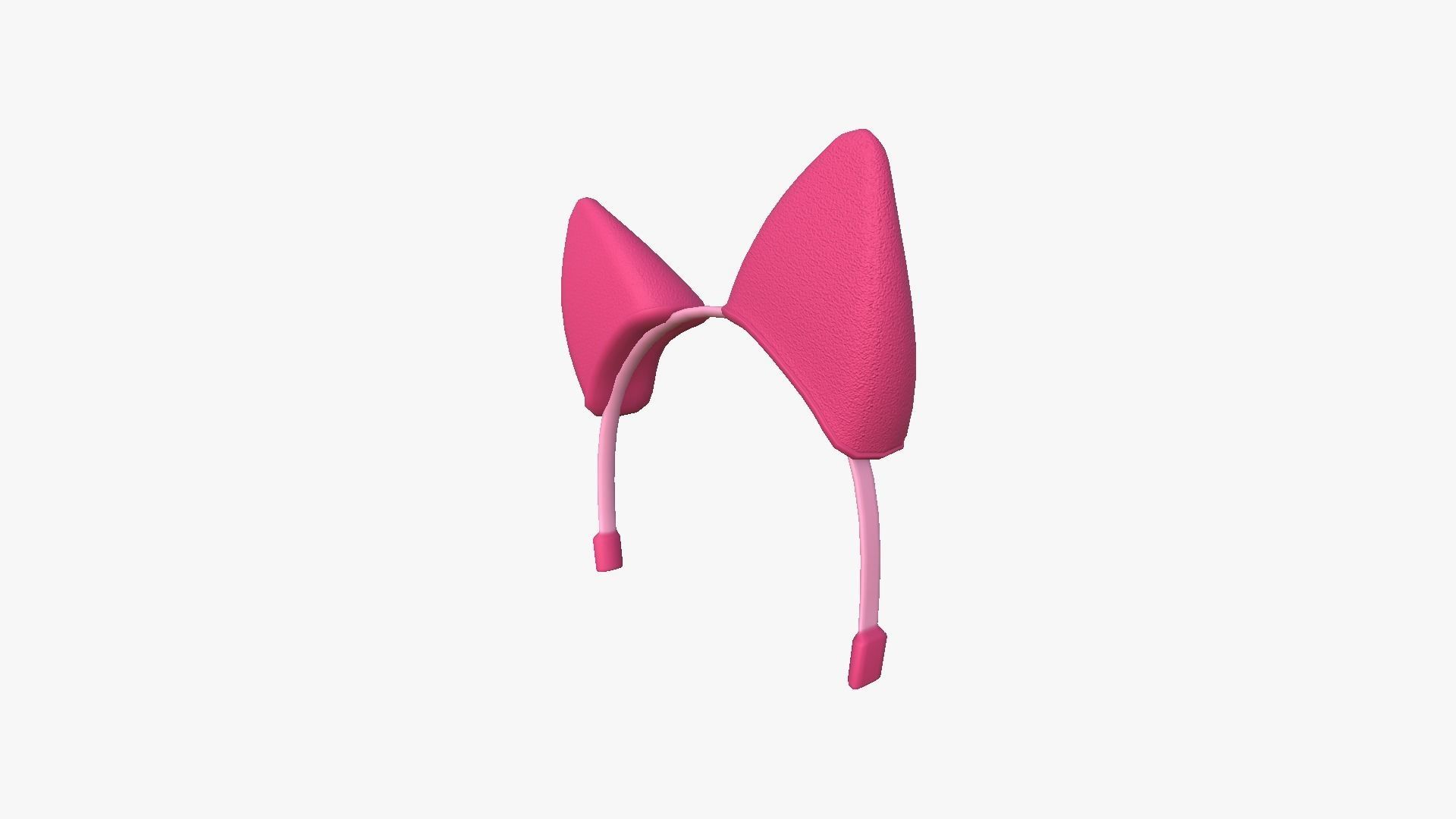 Furry Ears Tiara B02 Pink - Headband Character Design Low-poly 3D model_3