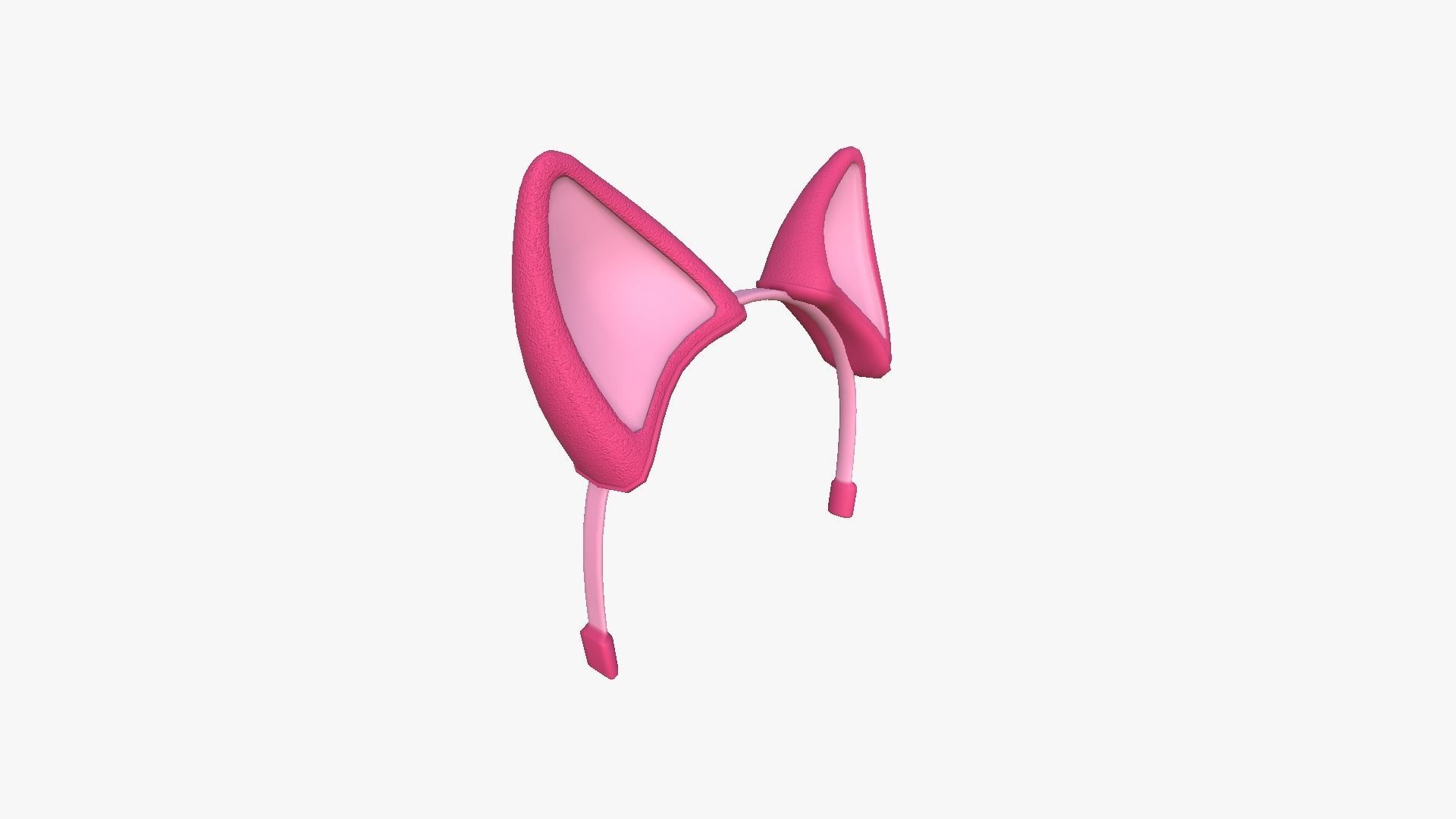Furry Ears Tiara B02 Pink - Headband Character Design Low-poly 3D model_2