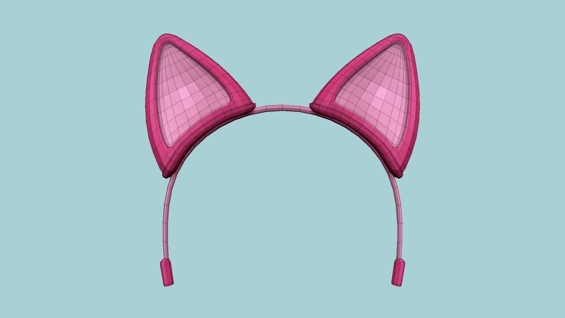 Furry Ears Tiara B02 Pink - Headband Character Design Low-poly 3D model_5