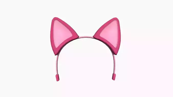 Furry Ears Tiara B02 Pink - Headband Character Design Low-poly 3D model