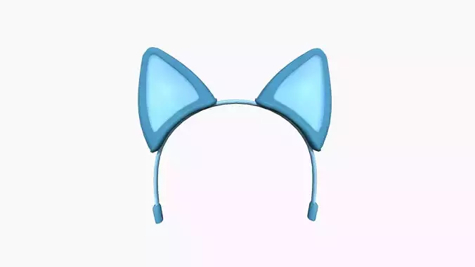 Furry Ears Tiara B03 Blue - Headband Character Design Low-poly 3D model