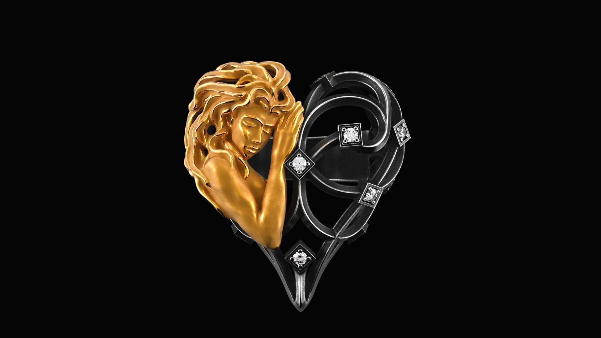 Magerit Versailles Ring Corazon Mujer 3D print model_1