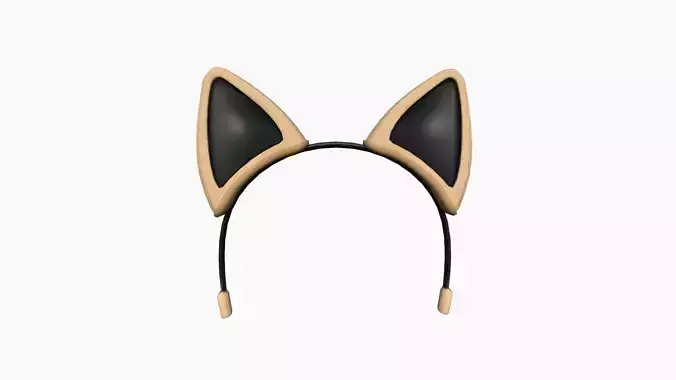 Furry Ears Tiara B04 Beige - Headband Character Design Low-poly 3D model
