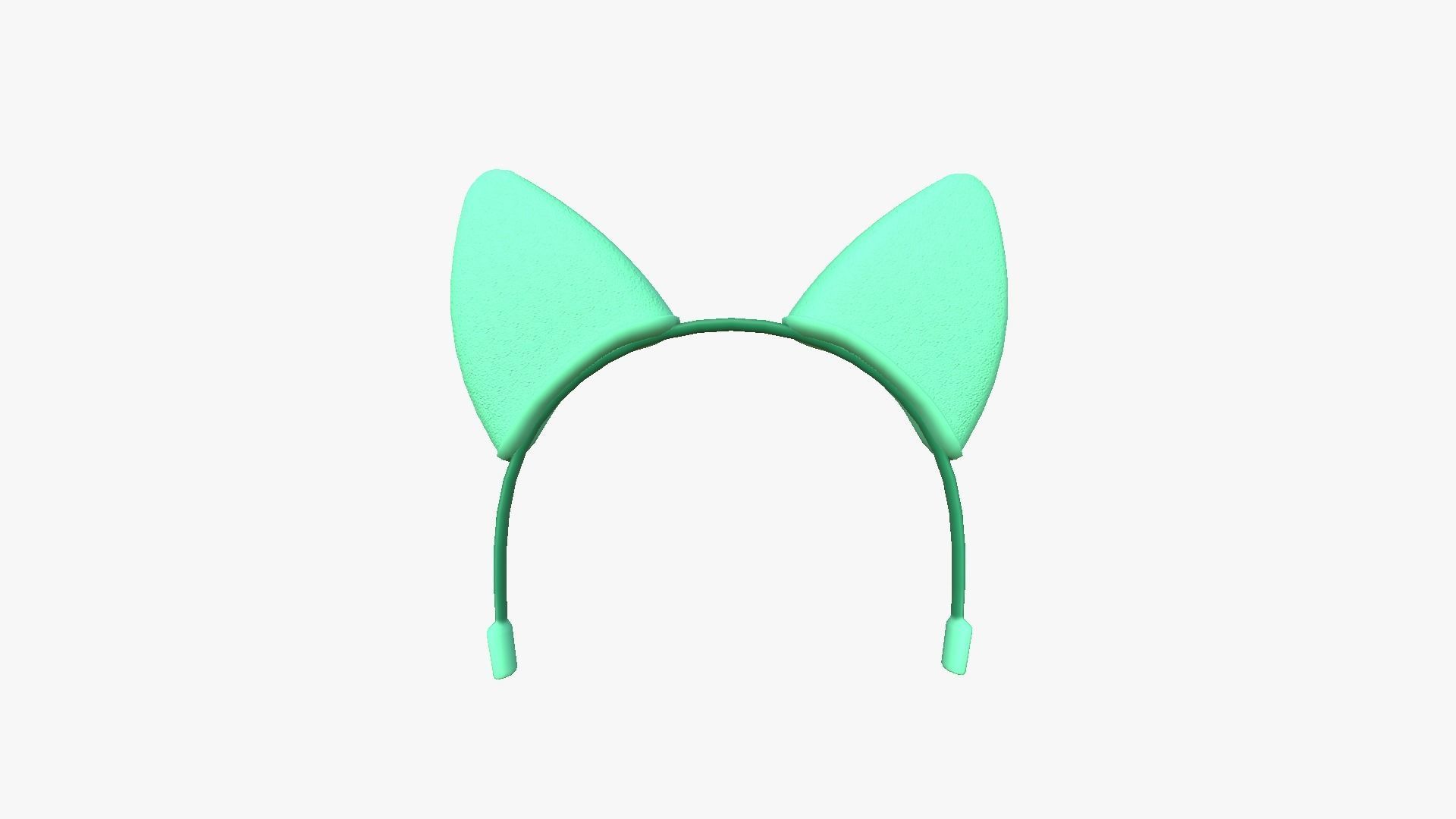 Furry Ears Tiara B07 Green - Headband Character Design Low-poly 3D model_1