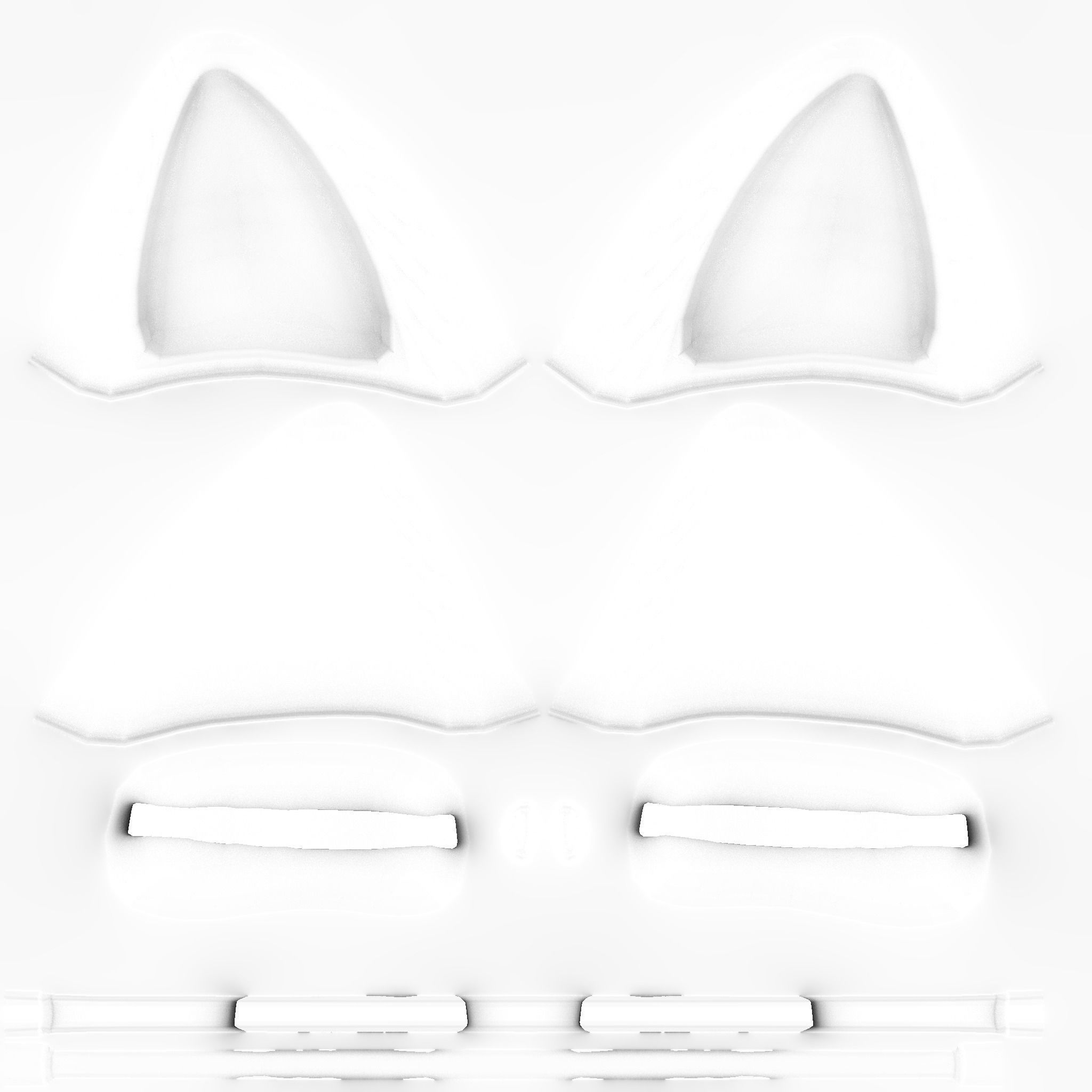 Furry Ears Tiara B07 Green - Headband Character Design Low-poly 3D model_16