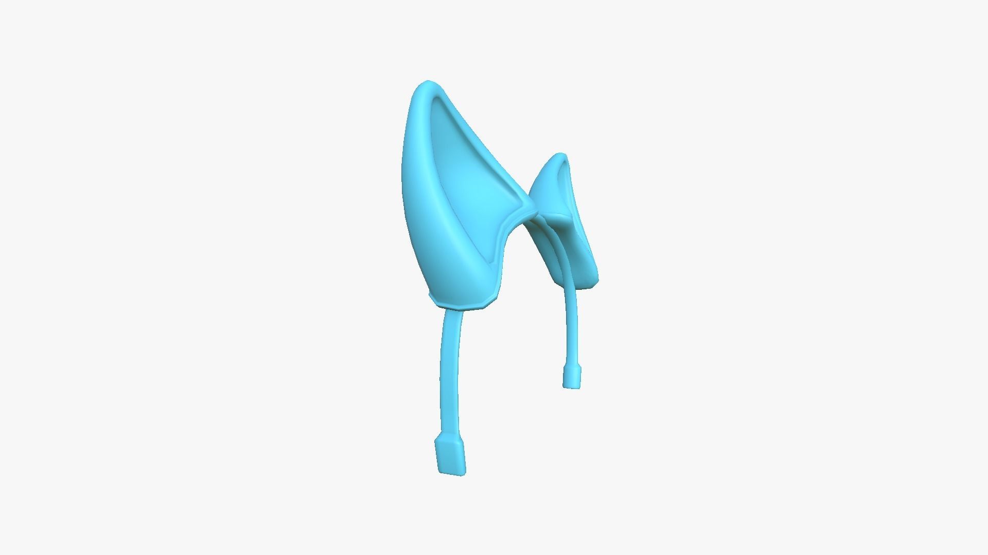 Furry Ears Tiara B07 Green - Headband Character Design Low-poly 3D model_11