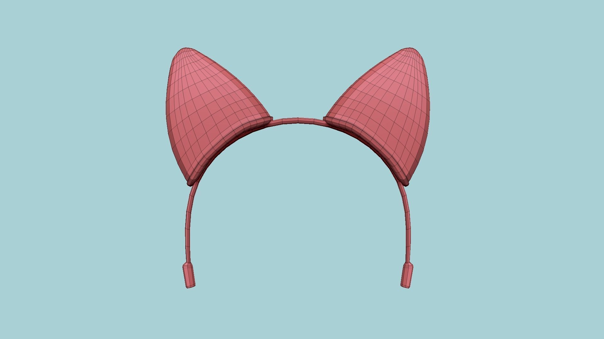 Furry Ears Tiara B07 Green - Headband Character Design Low-poly 3D model_15