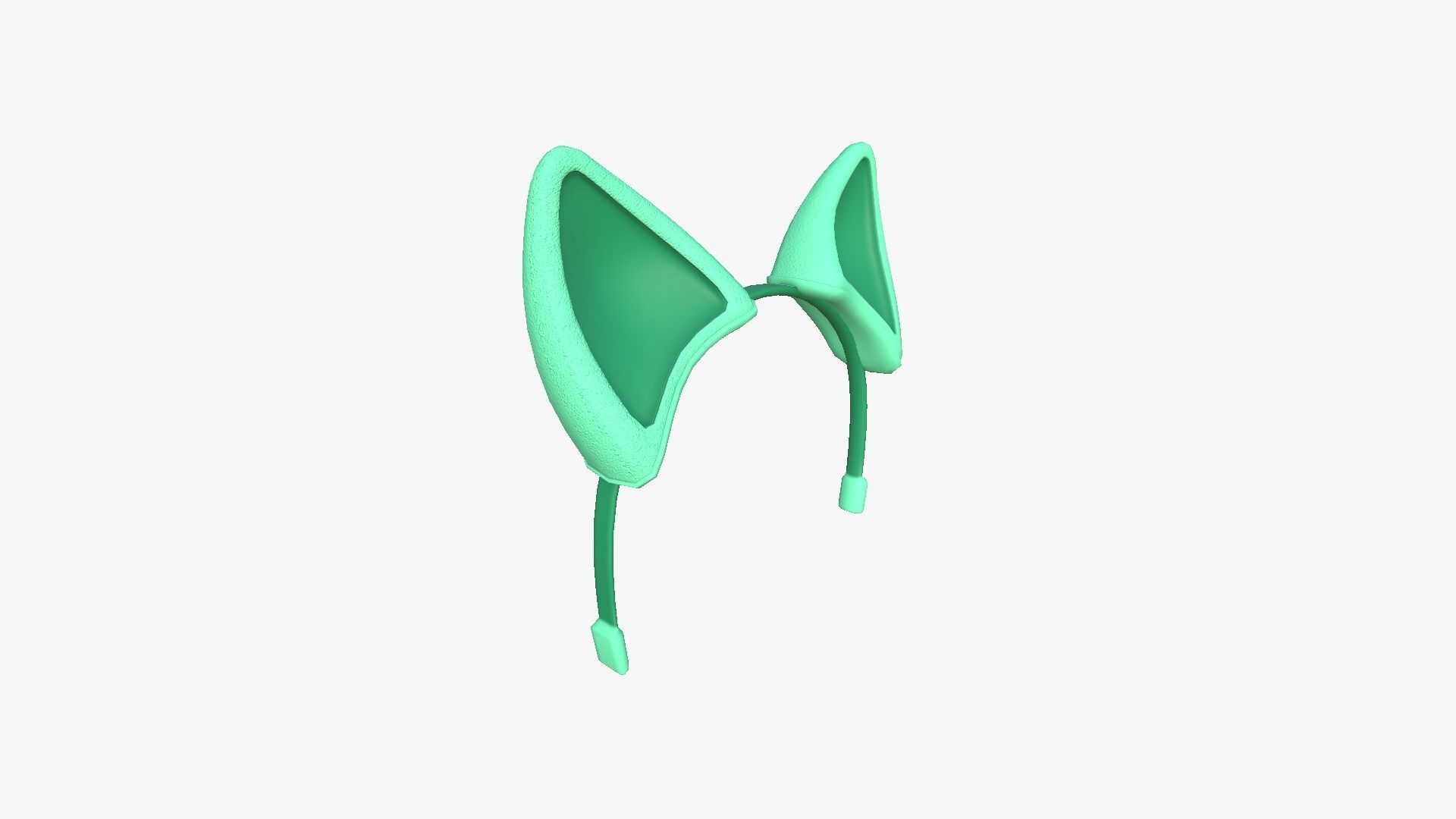 Furry Ears Tiara B07 Green - Headband Character Design Low-poly 3D model_2