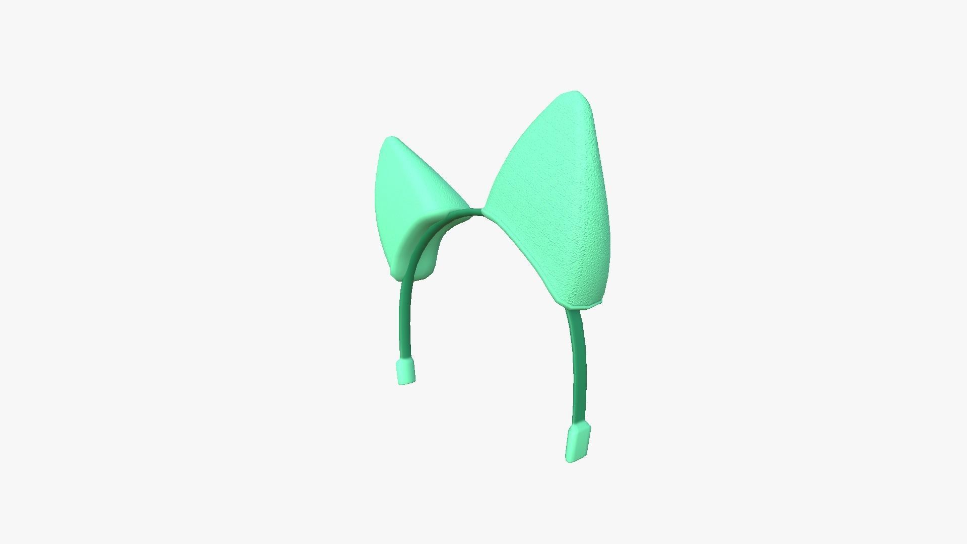Furry Ears Tiara B07 Green - Headband Character Design Low-poly 3D model_3