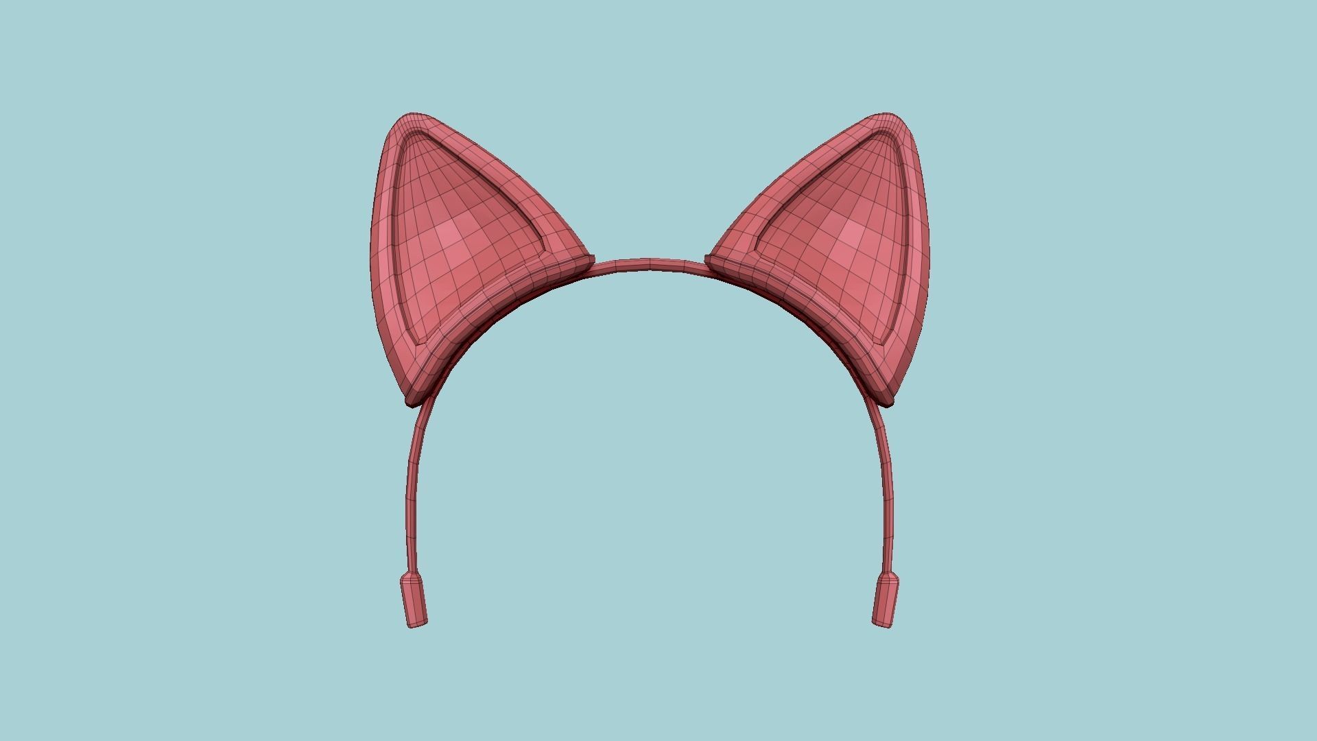 Furry Ears Tiara B07 Green - Headband Character Design Low-poly 3D model_13