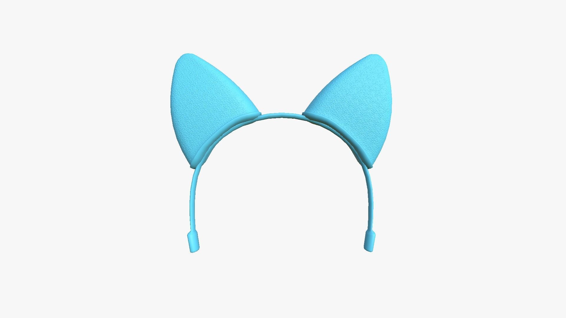 Furry Ears Tiara B07 Green - Headband Character Design Low-poly 3D model_9