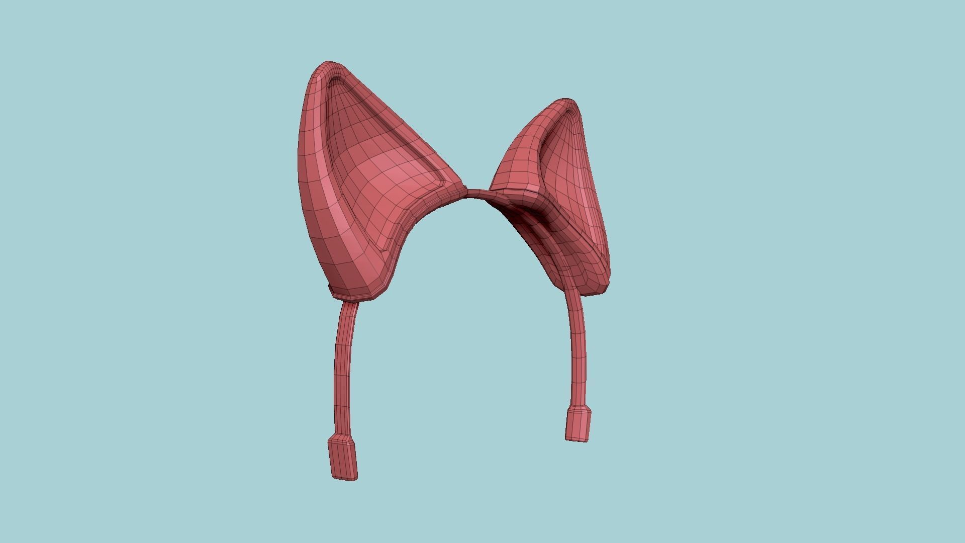 Furry Ears Tiara B07 Green - Headband Character Design Low-poly 3D model_14