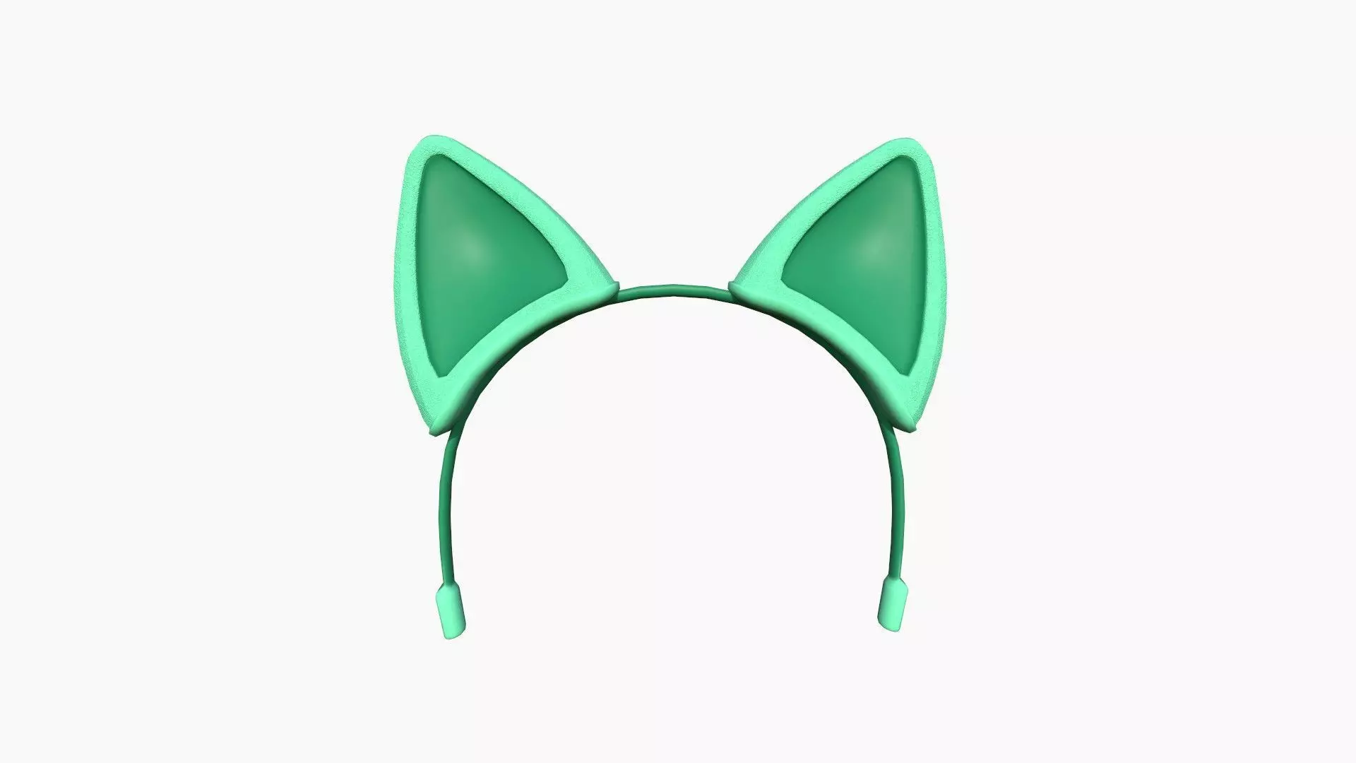 Furry Ears Tiara B07 Green - Headband Character Design Low-poly 3D model_0