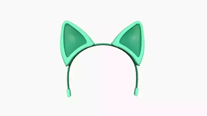 Furry Ears Tiara B07 Green - Headband Character Design Low-poly 3D model